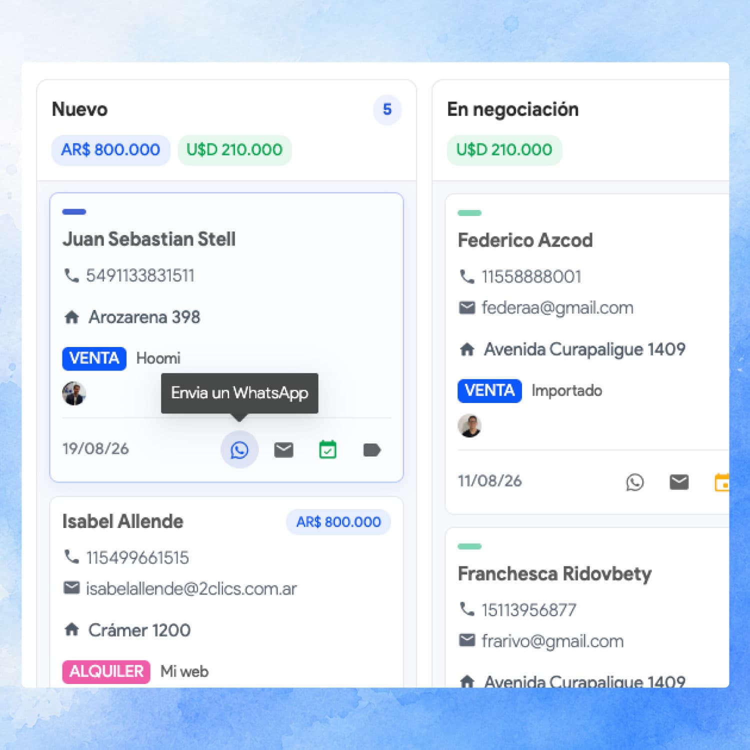Accesos directos para gestionar negocios desde el listado de 2clics