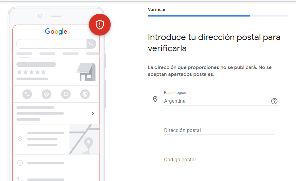 Verificar la dirección