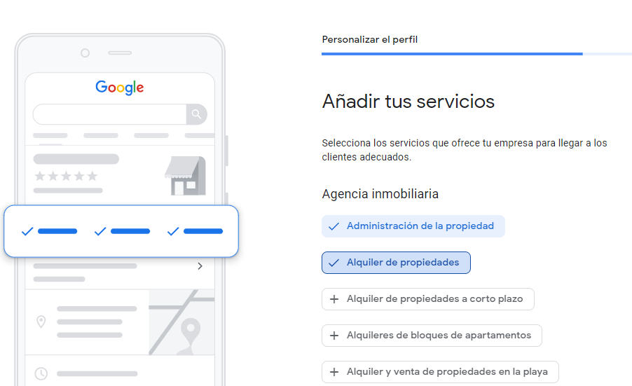 Personaliza tu perfil de empresa